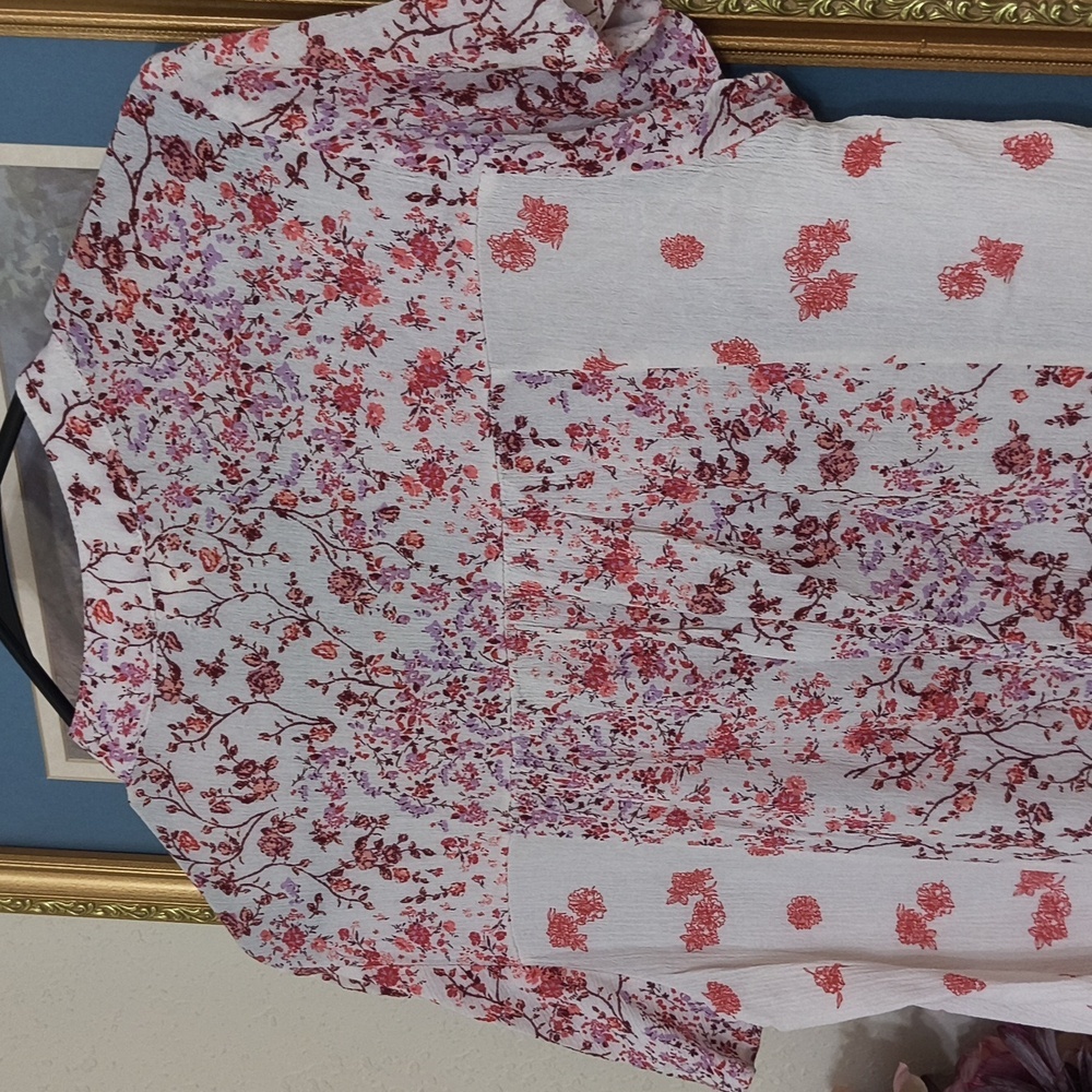 Bohemian Floral Print Top Size Large Cottagecore Feminine Western Casual - Picture 7 of 7